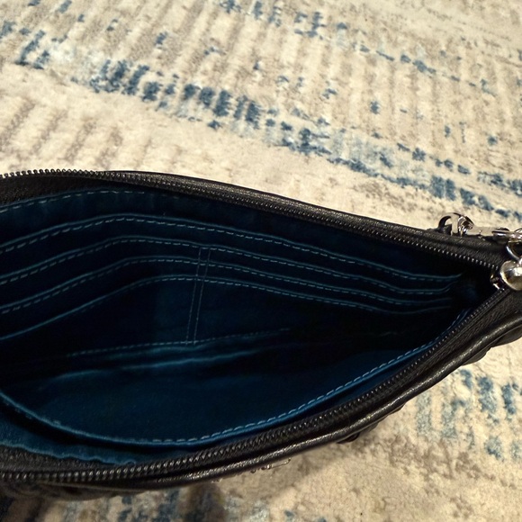 Coach Madison Black Quilted Wristlet Silver Hardware Like New